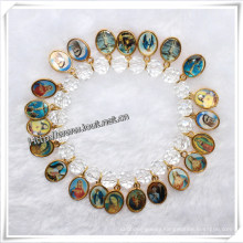 Factory Discount Hot Sale Religious Transparent Beads Rosary Saint′s Bracelet (IO-CB022)